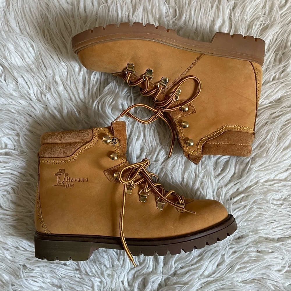 Havana Joe Tan Suede Nubuck Two Tone Outsole Hiking Work Boots 0104 EUC Size 8